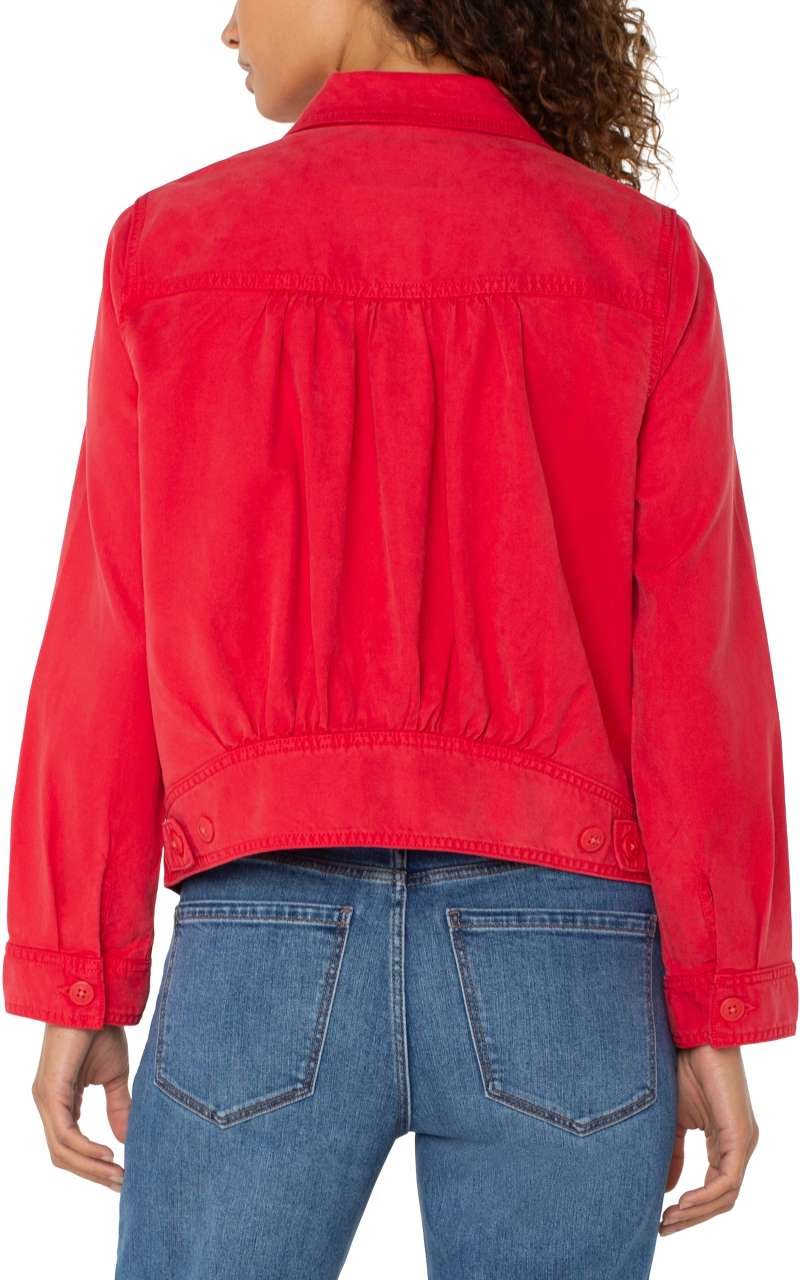 Liverpool Trucker Jacket with Shirred Back (Geranium) - Image 2
