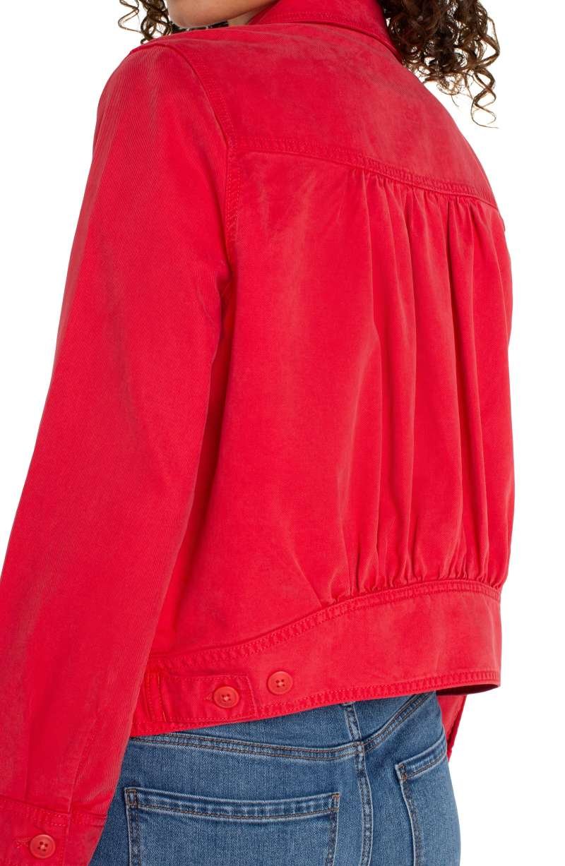 Liverpool Trucker Jacket with Shirred Back (Geranium) - Image 4