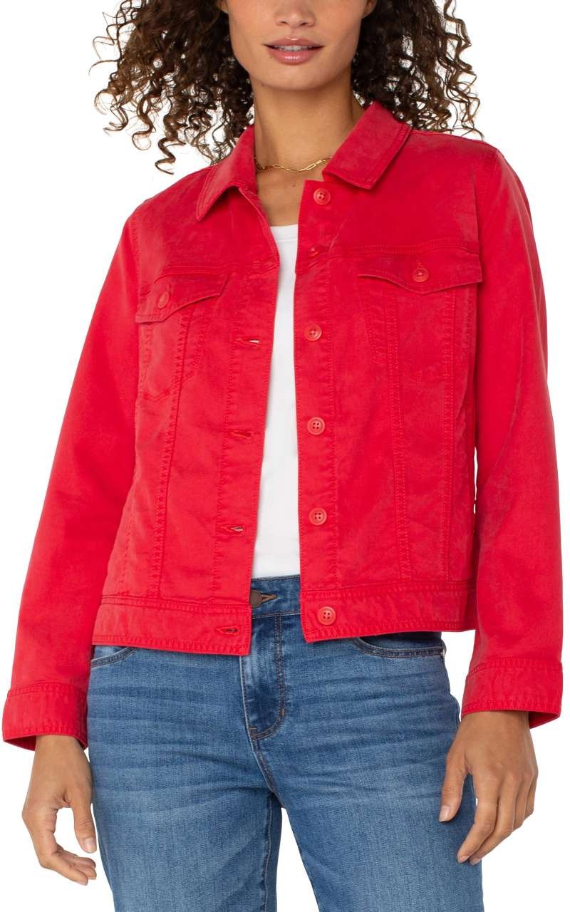 Liverpool Trucker Jacket with Shirred Back (Geranium)