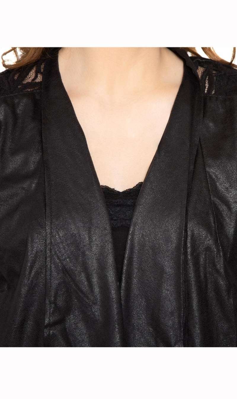 Women's Faux Suede Lace Back Crop Jacket - Image 4