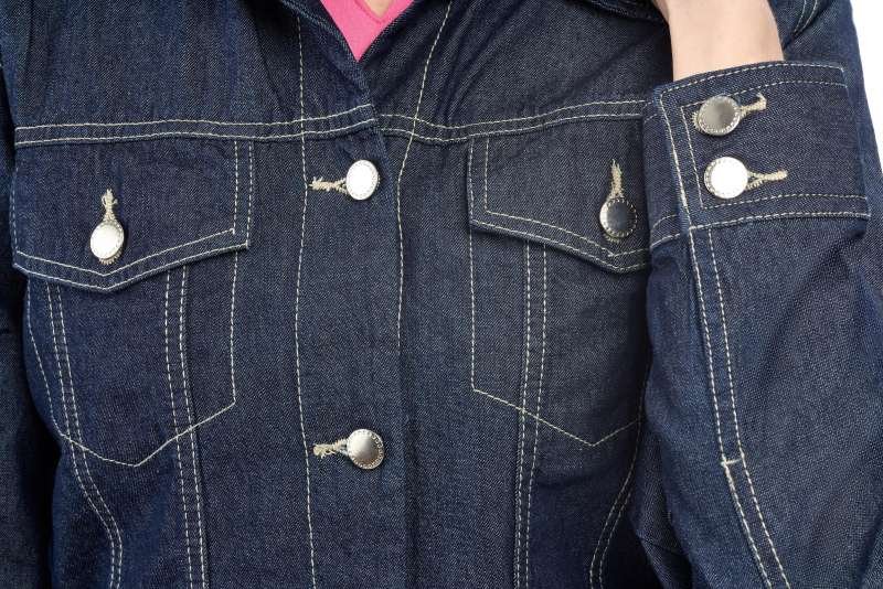Women's Button Front Classic Denim Jacket with front pocket - Image 3