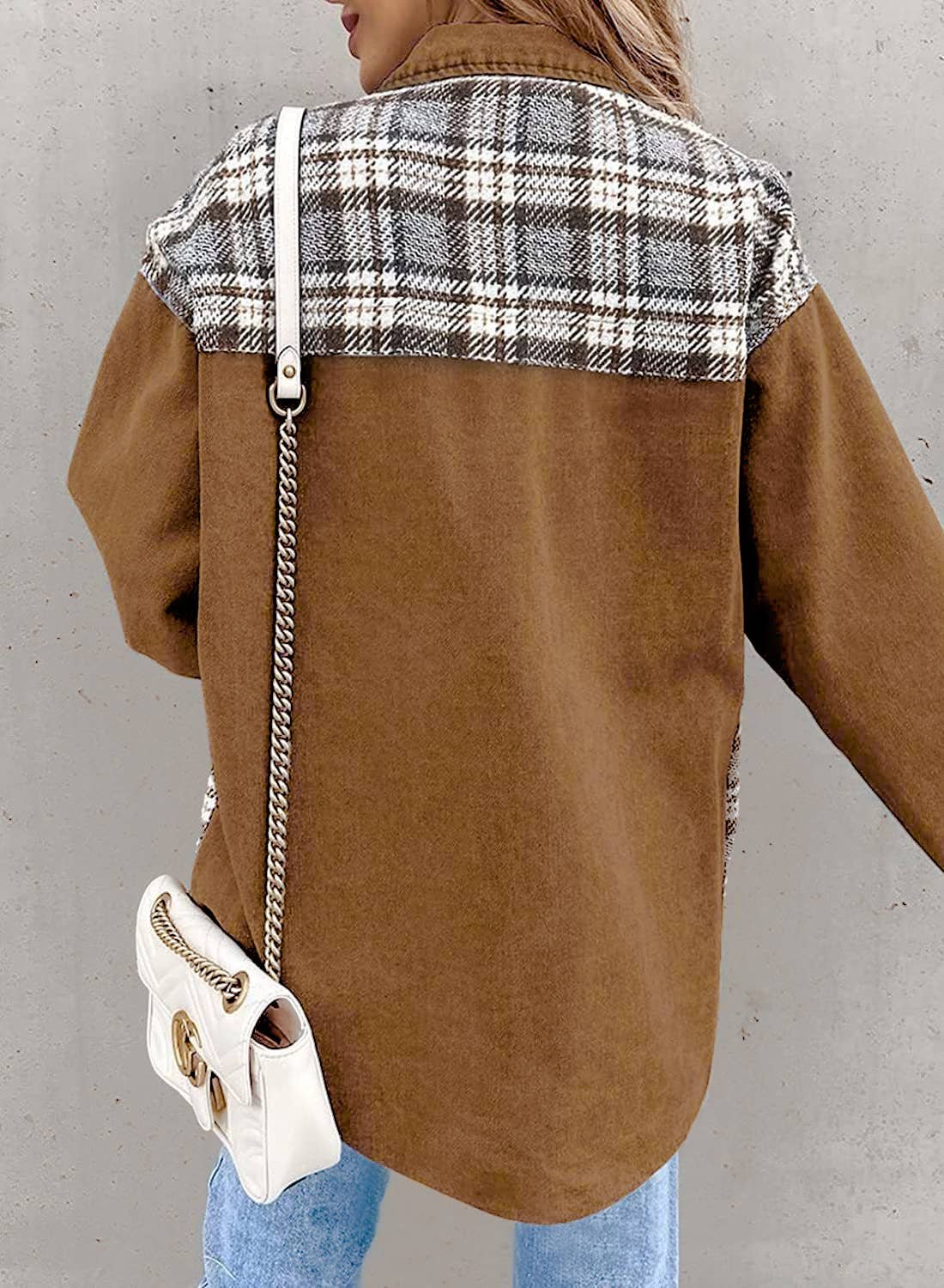 Long-Sleeved Plaid Button-Down Shirt Jacket - Image 7