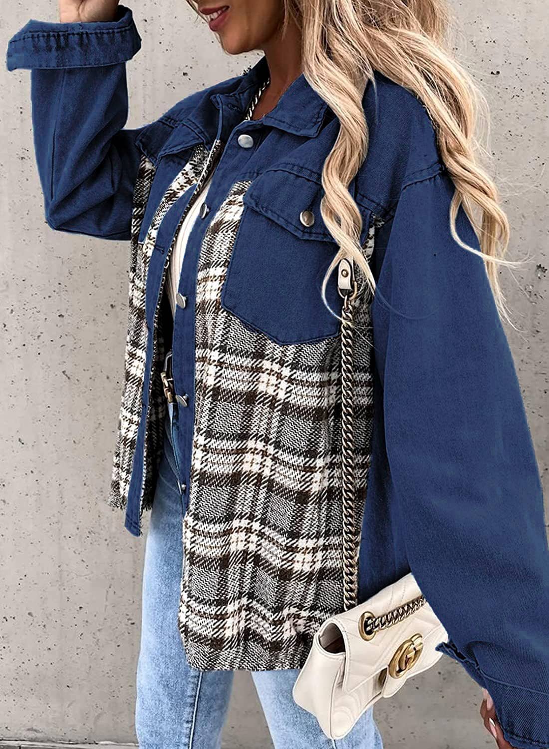 Long-Sleeved Plaid Button-Down Shirt Jacket - Image 5