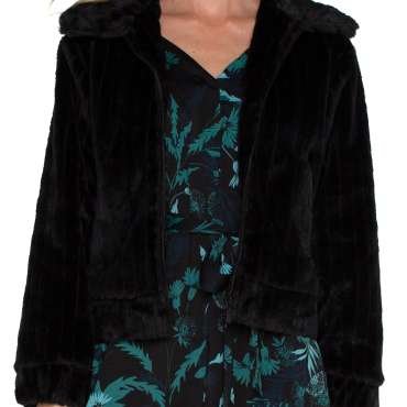 Liverpool Zip Up Fur Jacket (Black)