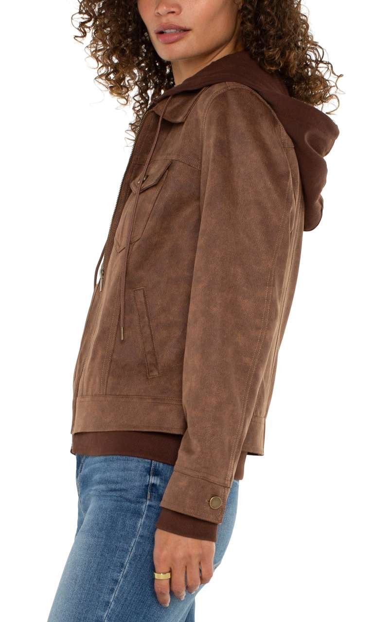 Liverpool Zip Up Trucker Jacket w/ Removeable Hood (Vintage Umber) - Image 2