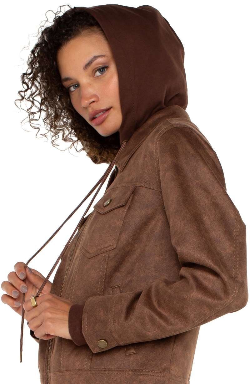 Liverpool Zip Up Trucker Jacket w/ Removeable Hood (Vintage Umber) - Image 3