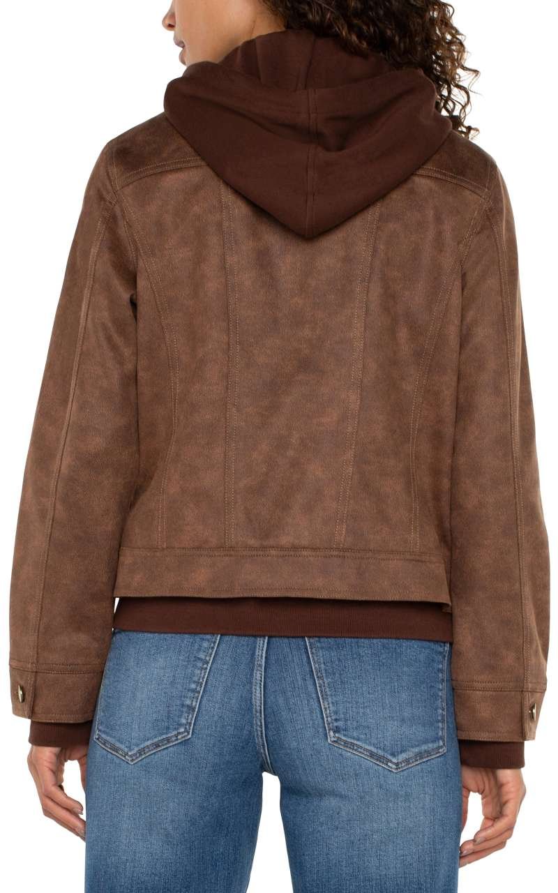 Liverpool Zip Up Trucker Jacket w/ Removeable Hood (Vintage Umber) - Image 4