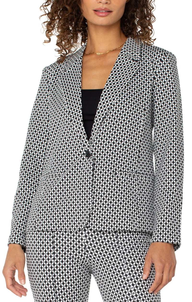 Liverpool Fitted Blazer (Black White Batik)