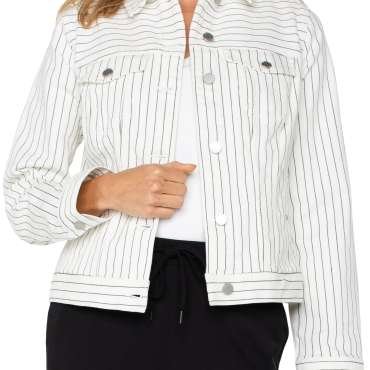 Liverpool Classic Jean Jacket (White Black Pinstripe)