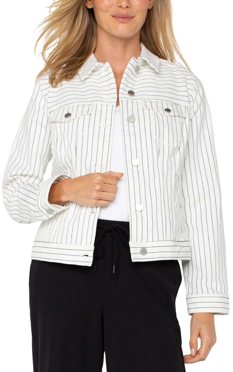 Liverpool Classic Jean Jacket (White Black Pinstripe)
