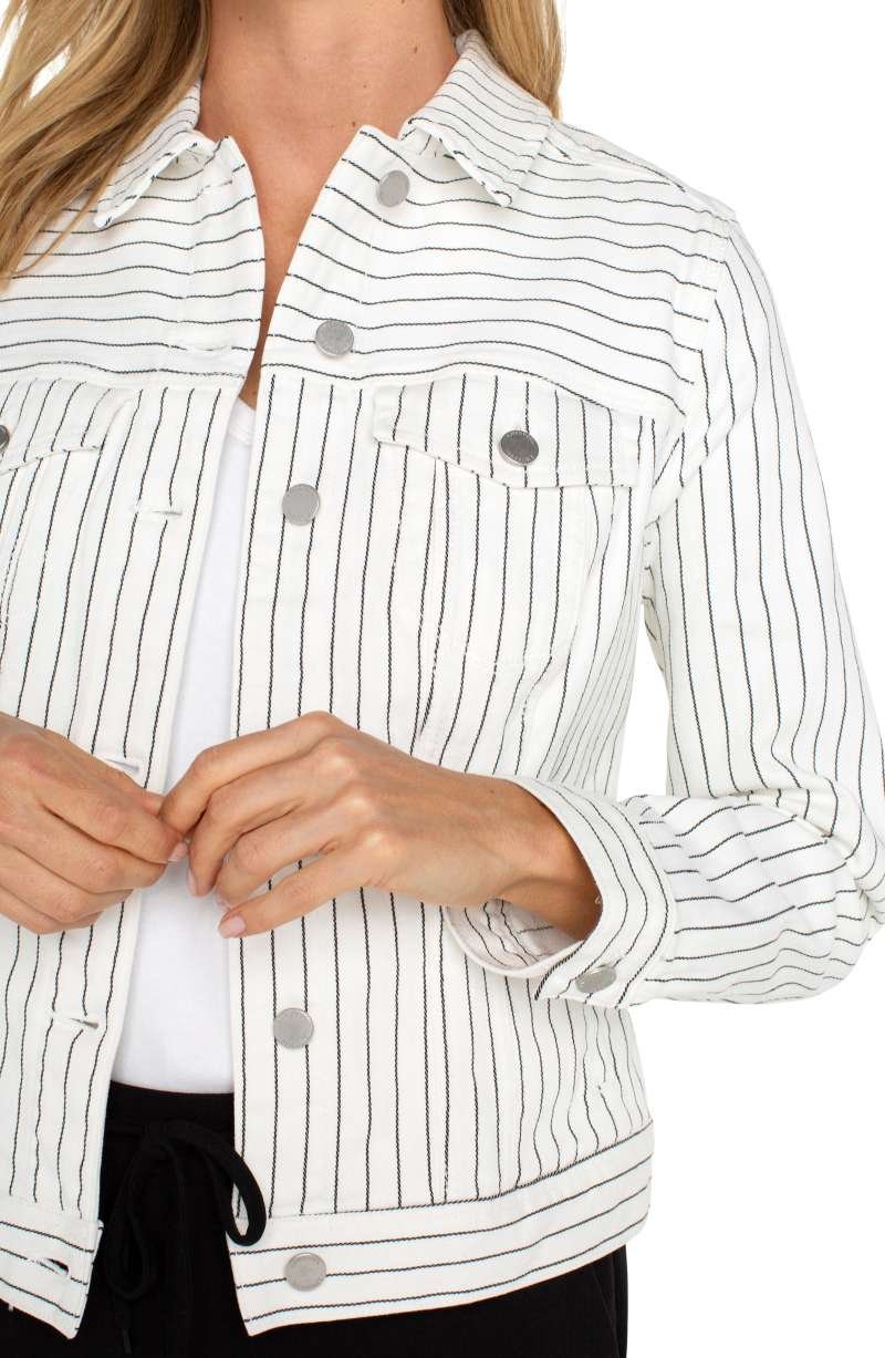 Liverpool Classic Jean Jacket (White Black Pinstripe) - Image 3