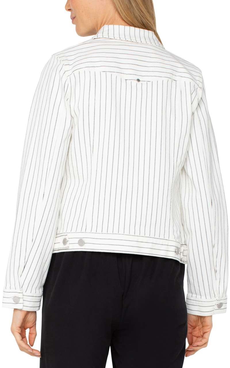 Liverpool Classic Jean Jacket (White Black Pinstripe) - Image 4