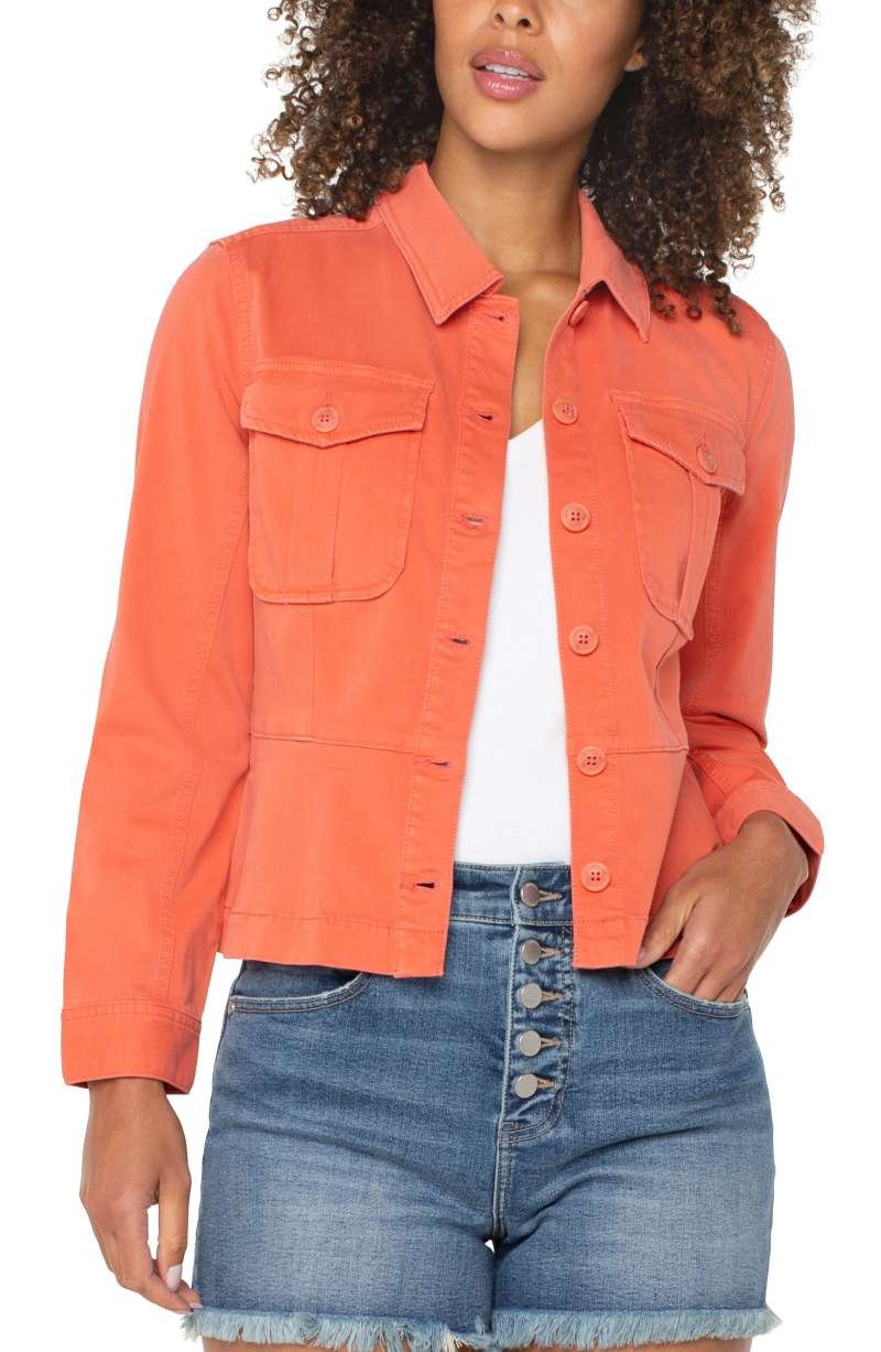 Liverpool Peplum Hem Trucker Jacket (Papaya) - Image 2
