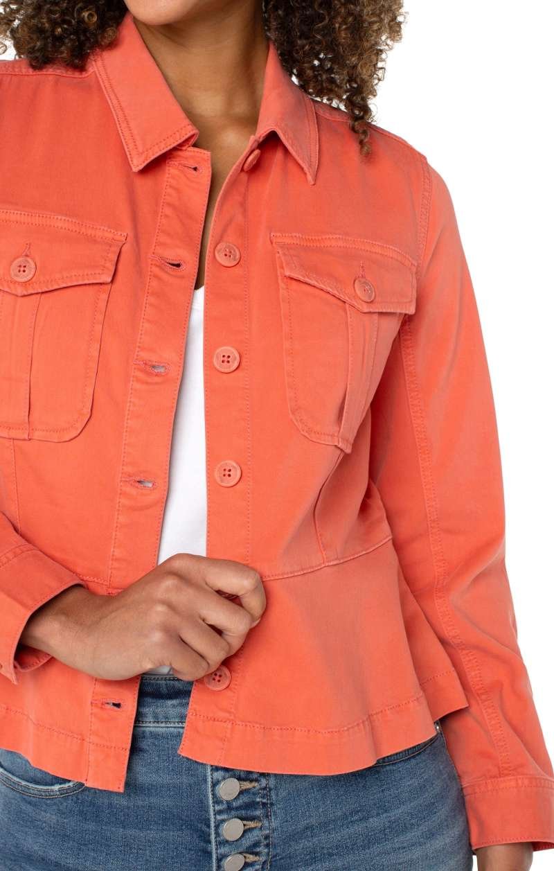 Liverpool Peplum Hem Trucker Jacket (Papaya) - Image 3