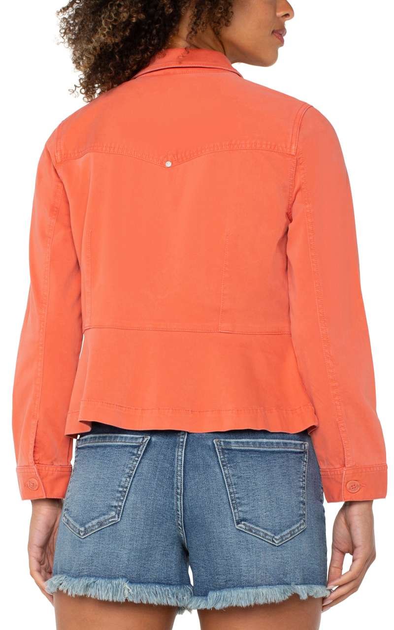 Liverpool Peplum Hem Trucker Jacket (Papaya) - Image 4