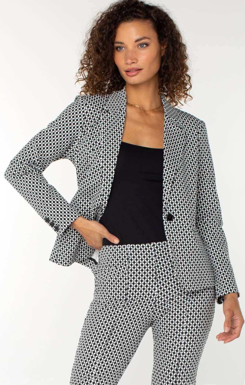 Liverpool Fitted Blazer (Black White Batik) - Image 3