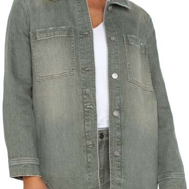 Liverpool Drop Shoulder Overshirt w/ Shirt Tail Hem (Vintage Green)